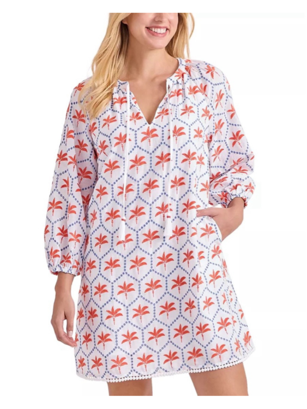 Tommy Bahama White Palm Eyelet Dress Small Petite